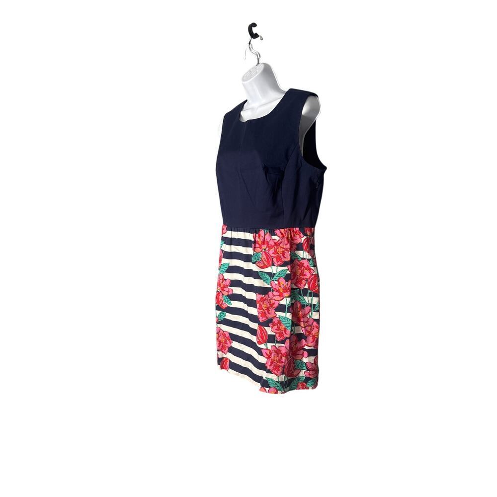 Vineyard Vines Sleeveless Sheath Dress 14 Navy Floral Stripe‎ Cotton Blend - Picture 2 of 5